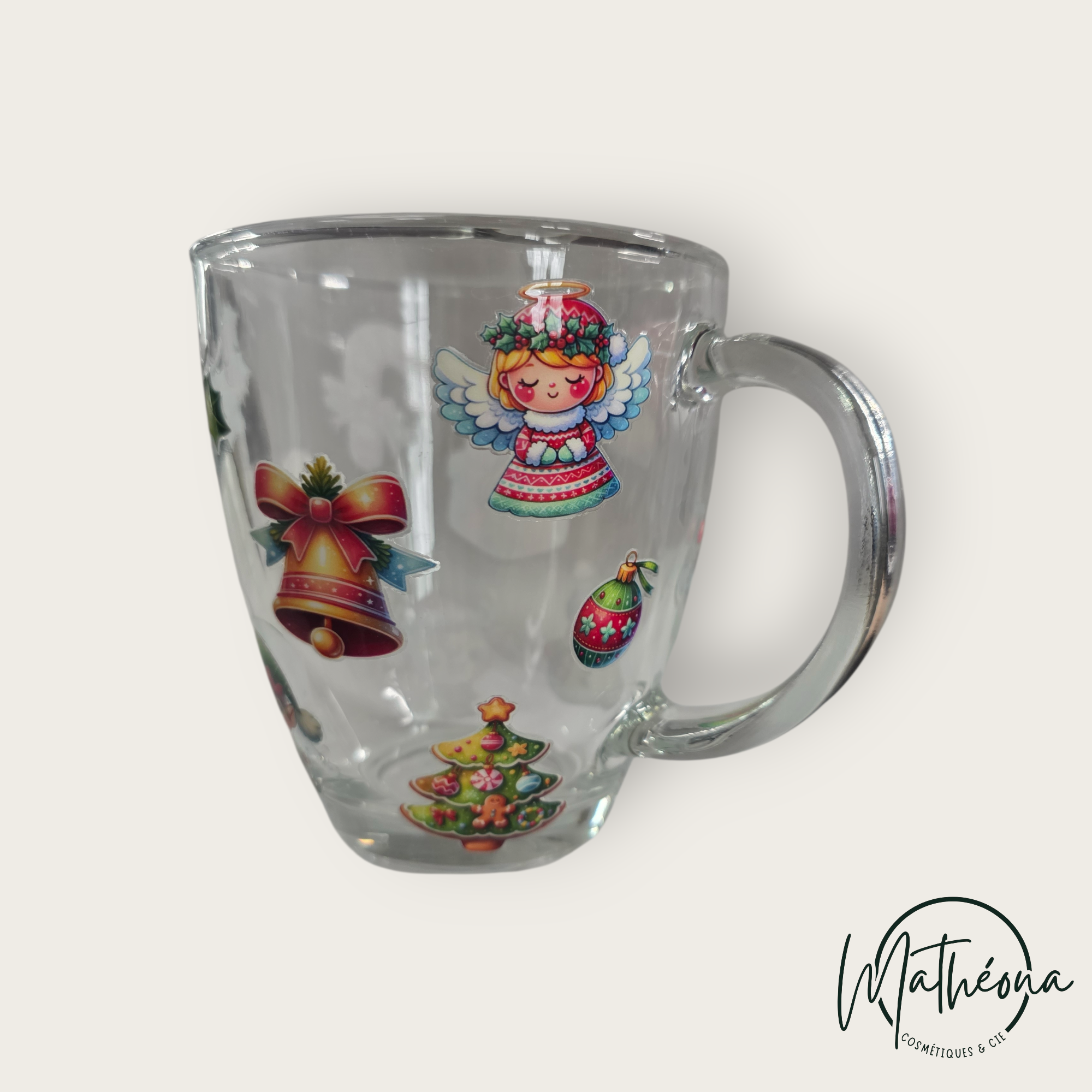 Grand Mug/tasse verre transparent Noël 🎅