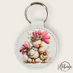 Charger l'image dans la galerie, Porte-clés simili cuir blanc mignon Maman &amp; Enfant

