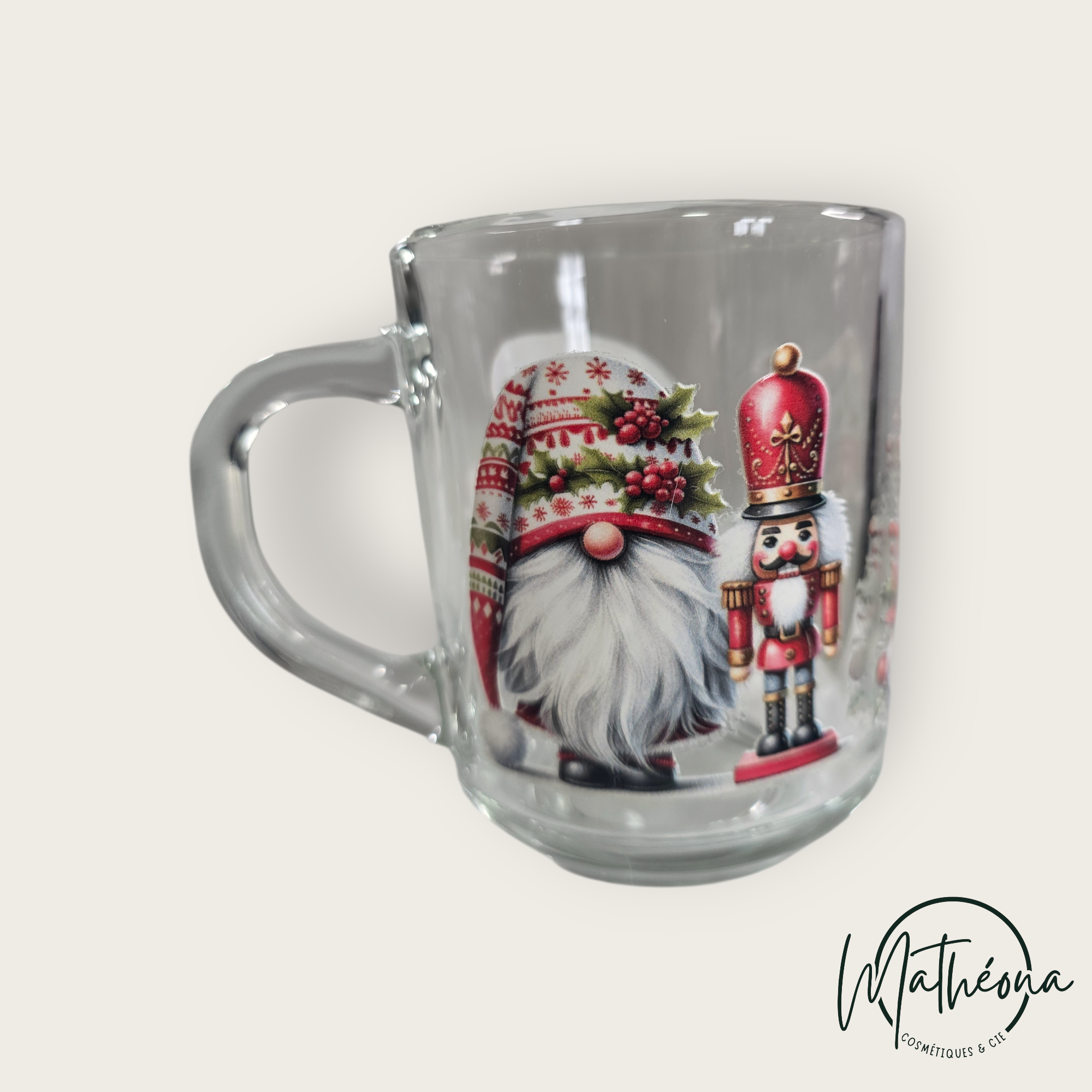 Mug/tasse verre transparent Gnome de Noël 🎅