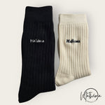 Charger l'image dans la galerie, Chaussettes brodées "Mathéona" beige ou noire
