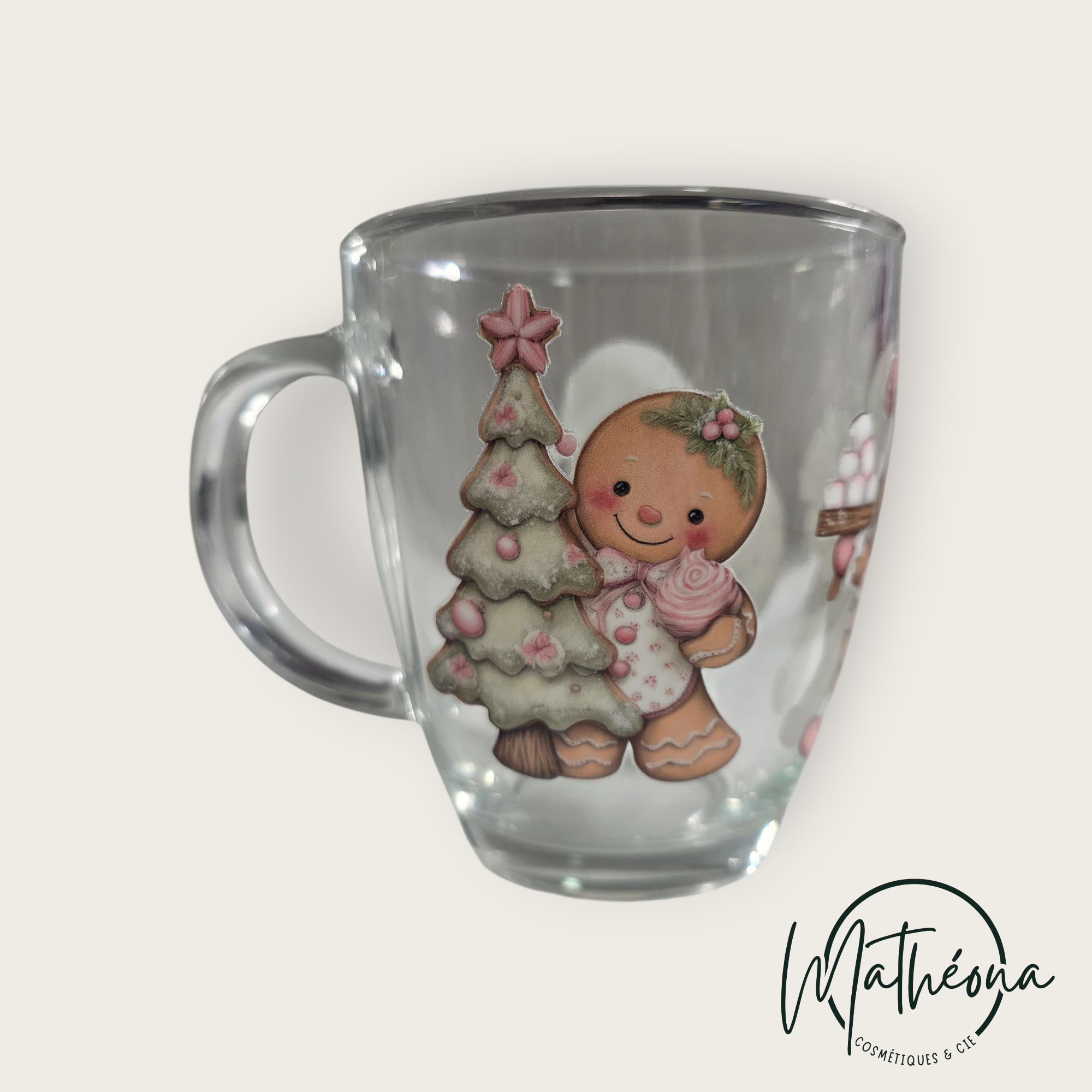 Grand Mug/tasse verre transparent Noël 🎅