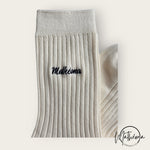 Charger l'image dans la galerie, Chaussettes brodées "Mathéona" beige ou noire
