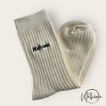 Charger l'image dans la galerie, Chaussettes brodées "Mathéona" beige ou noire
