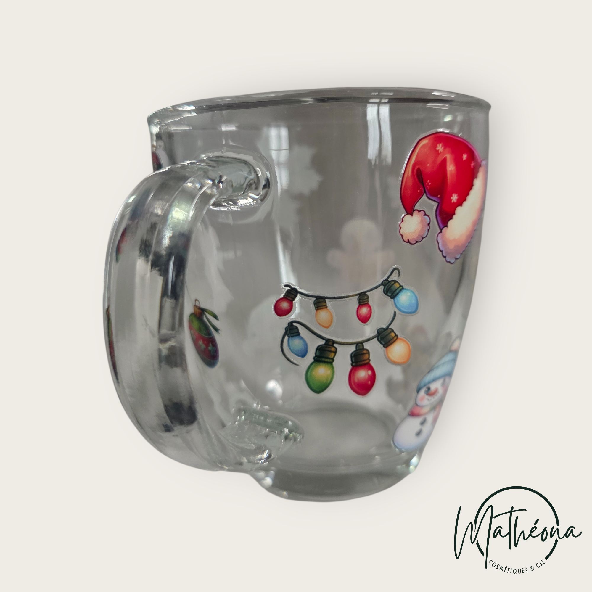 Grand Mug/tasse verre transparent Noël 🎅