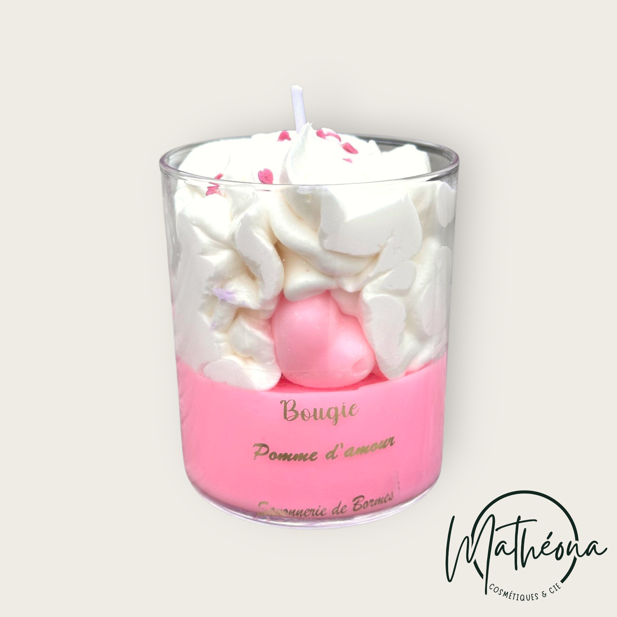 Bougie gourmande Pomme d'amour 195gr Savonnerie de Bormes