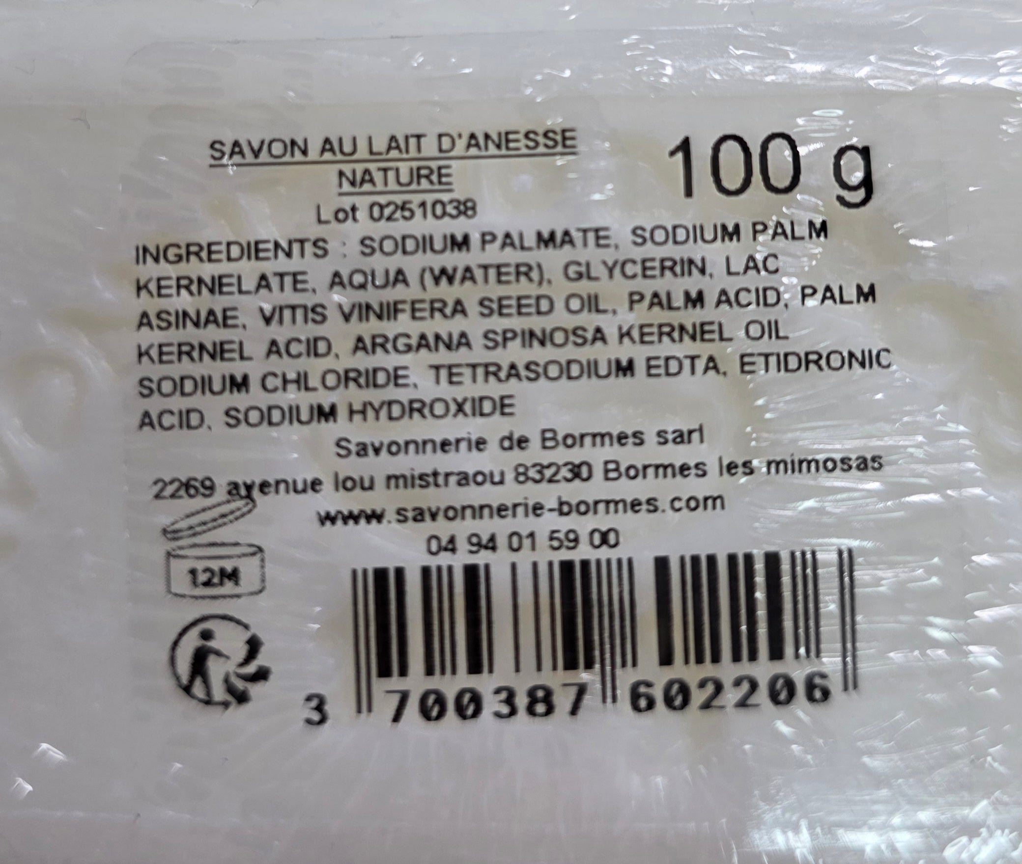 Savon lait d'ânesse BIO Savonnerie de Bormes 100gr