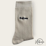 Charger l'image dans la galerie, Chaussettes brodées "Mathéona" beige ou noire
